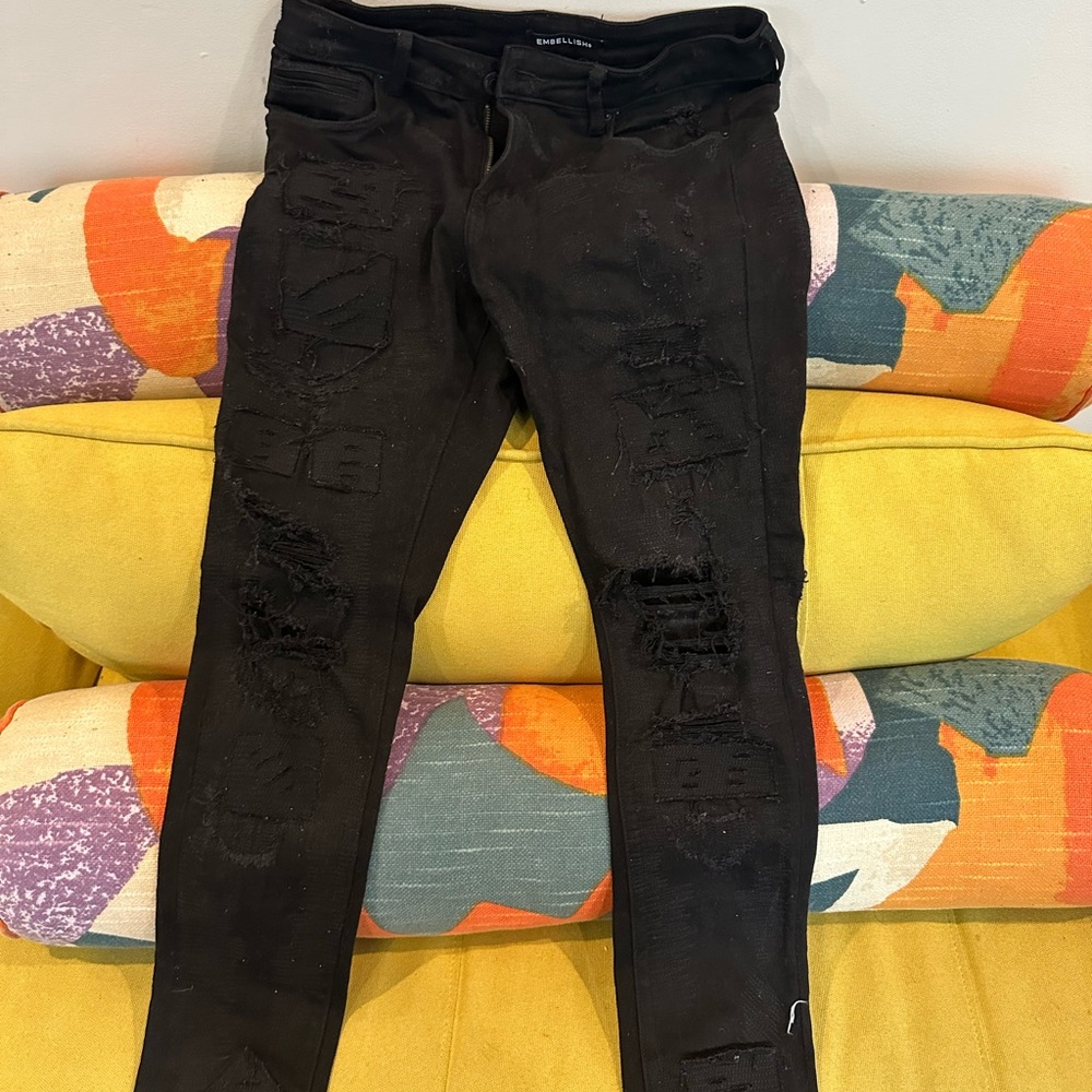 Distressed Black Jeans for Men